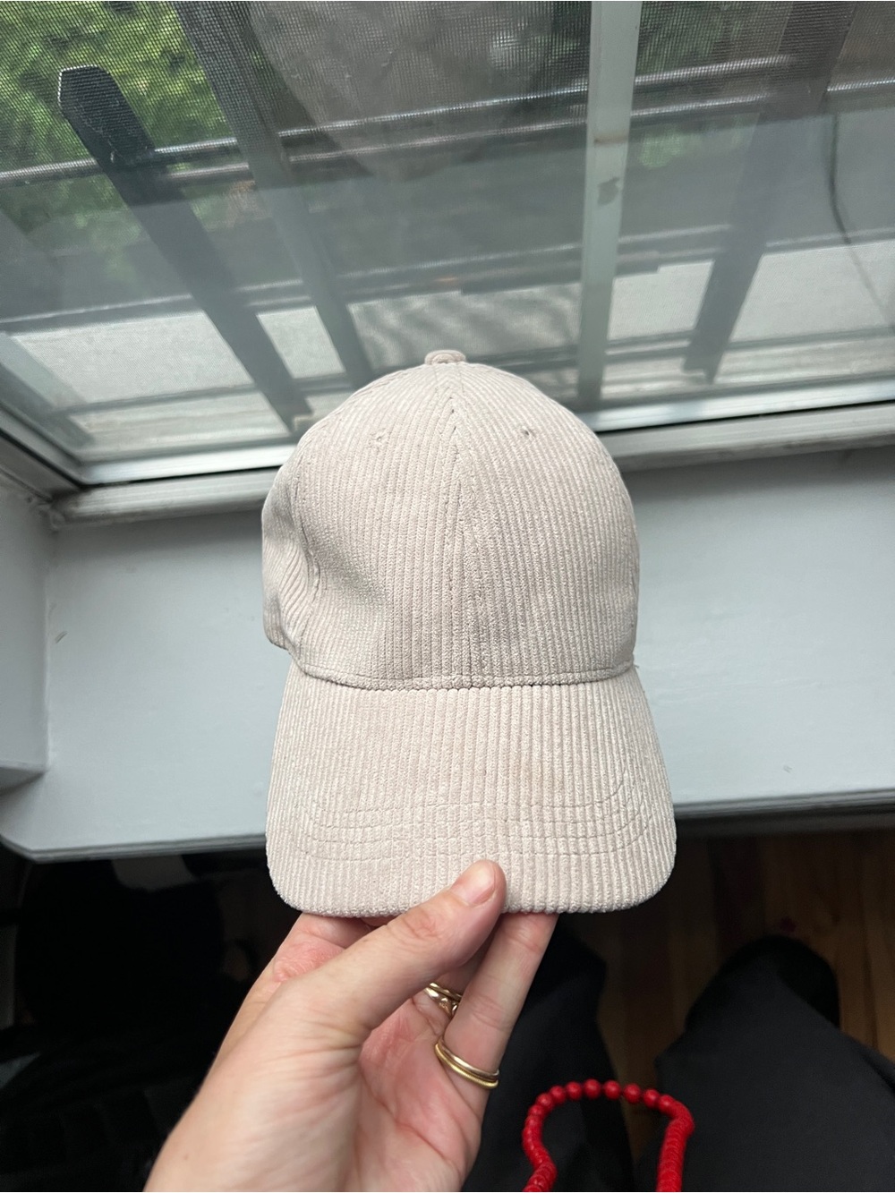 Neutral Corduroy Baseball Cap — Women's Beige Hat